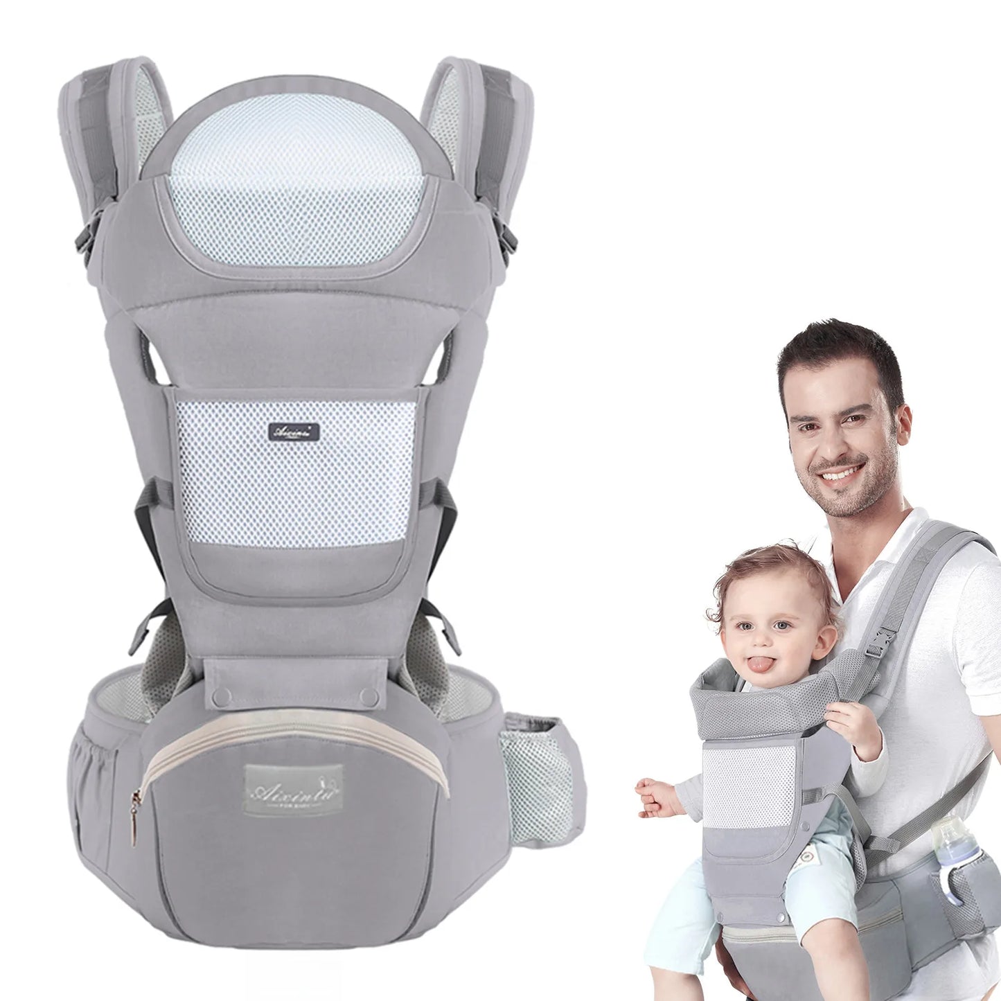 Porte-Bébé Ergonomique avec siège de hanche 6 en 1 de 0 à 48 mois